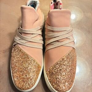 Madden Girl Pink and Gold Glitter Sneakers